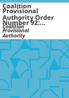 Coalition_Provisional_Authority_order_number_92